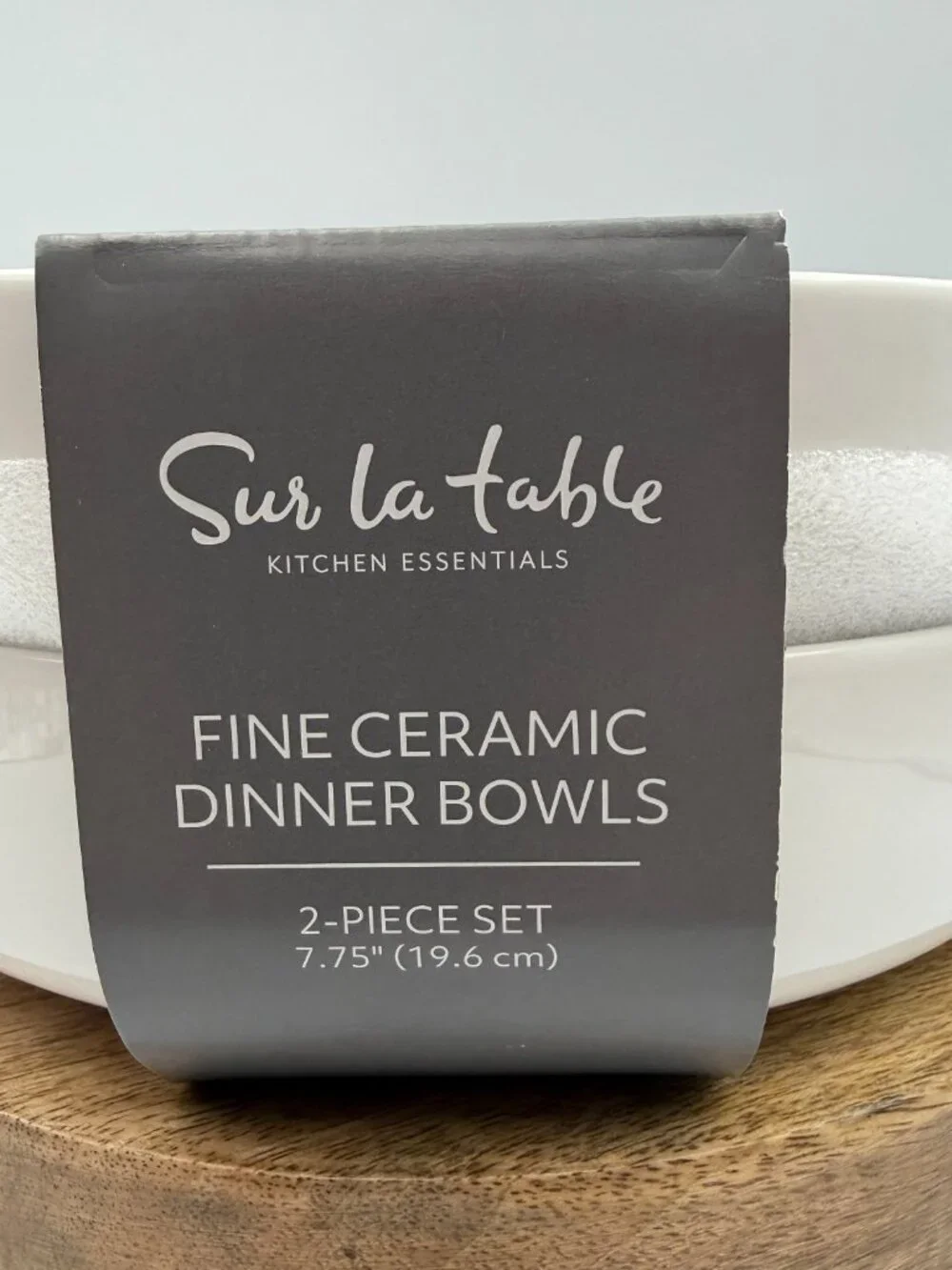Sur La Table Fine Ceramic Dinner Bowls White Set of 2 Pasta 7.75